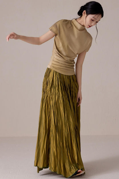 Pleated High Neck Tee