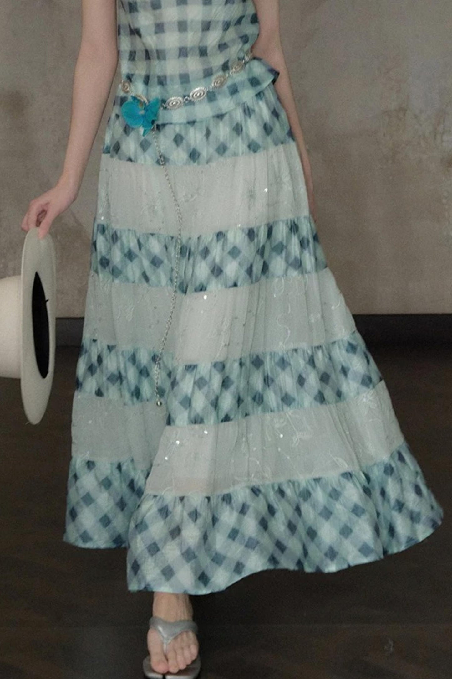 Moonfall Ice Blue Plaid Skirt
