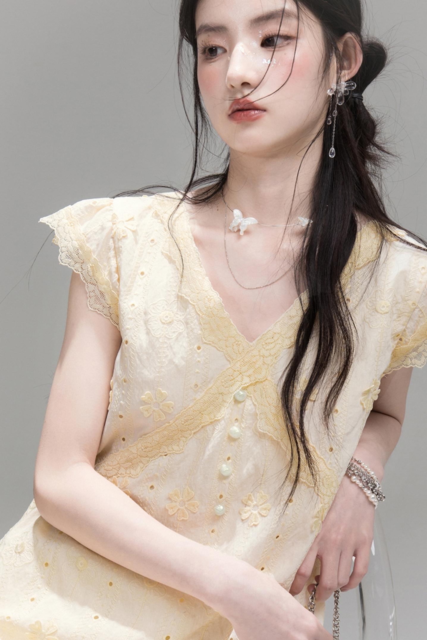 Floral V-Neck Skeleton Dress