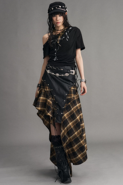 Punk Print Drop-Shoulder Top