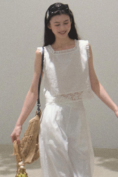 Linen Square Collar Top