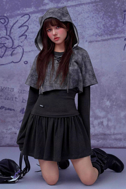 Gray Star Cat Ear Dress Set