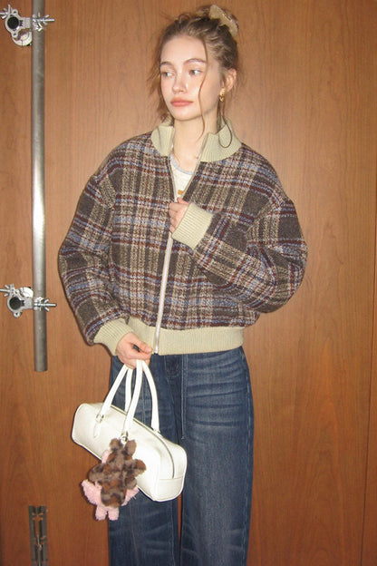 American Retro Plaid Wool Coat