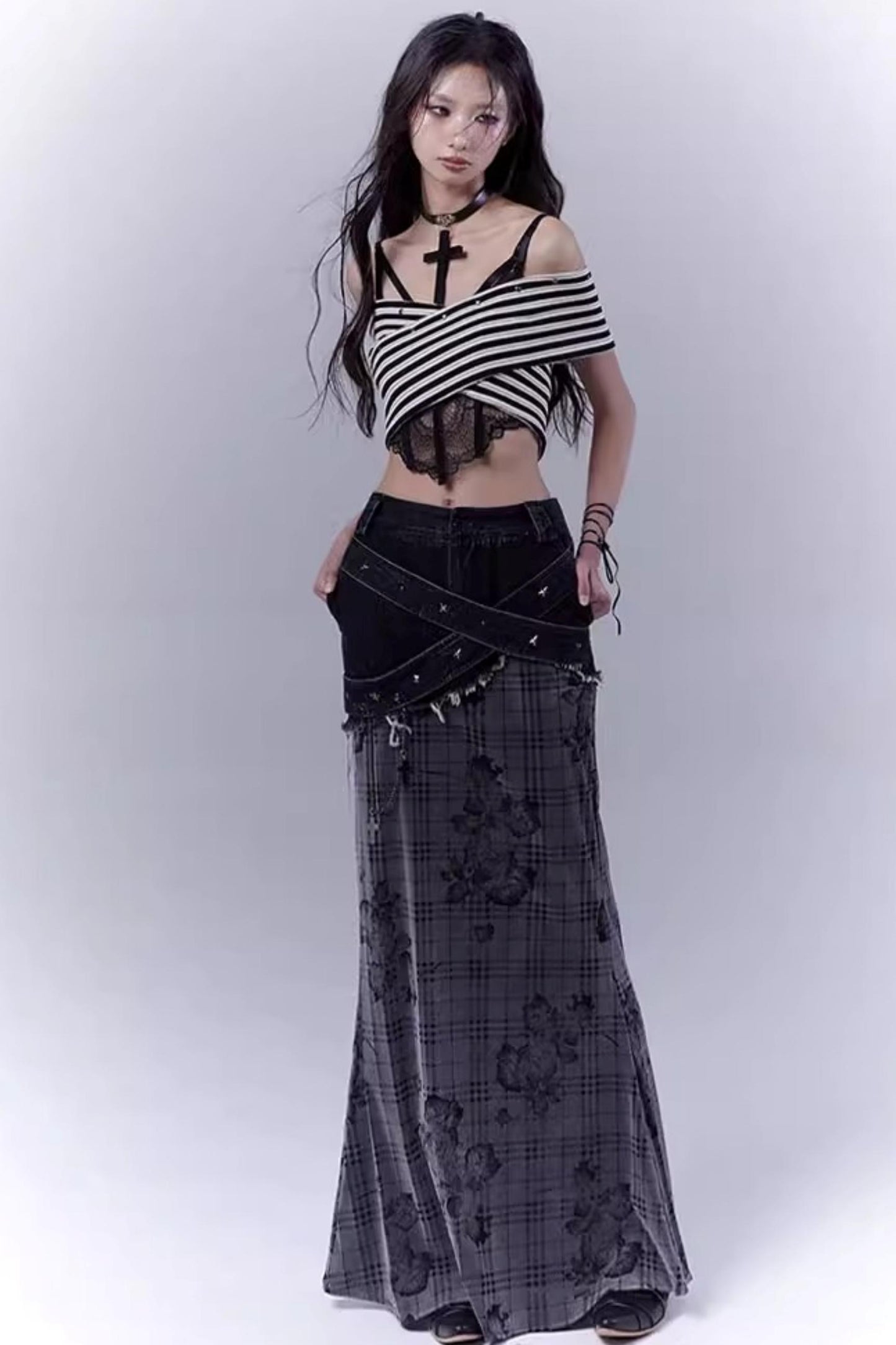 Striped Smock Blouse Set-Up