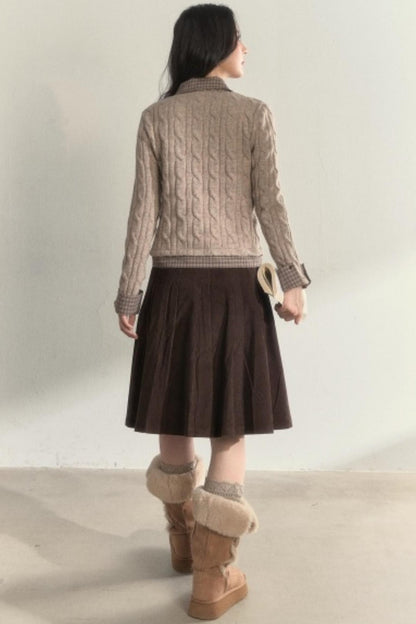Retro Brown Corduroy Skirt