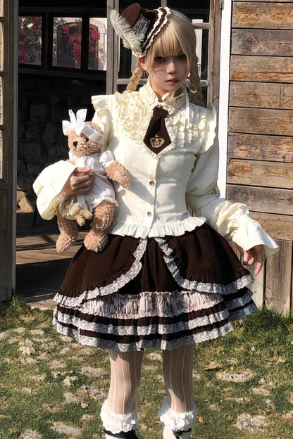 Beige Lace Trim Shirt