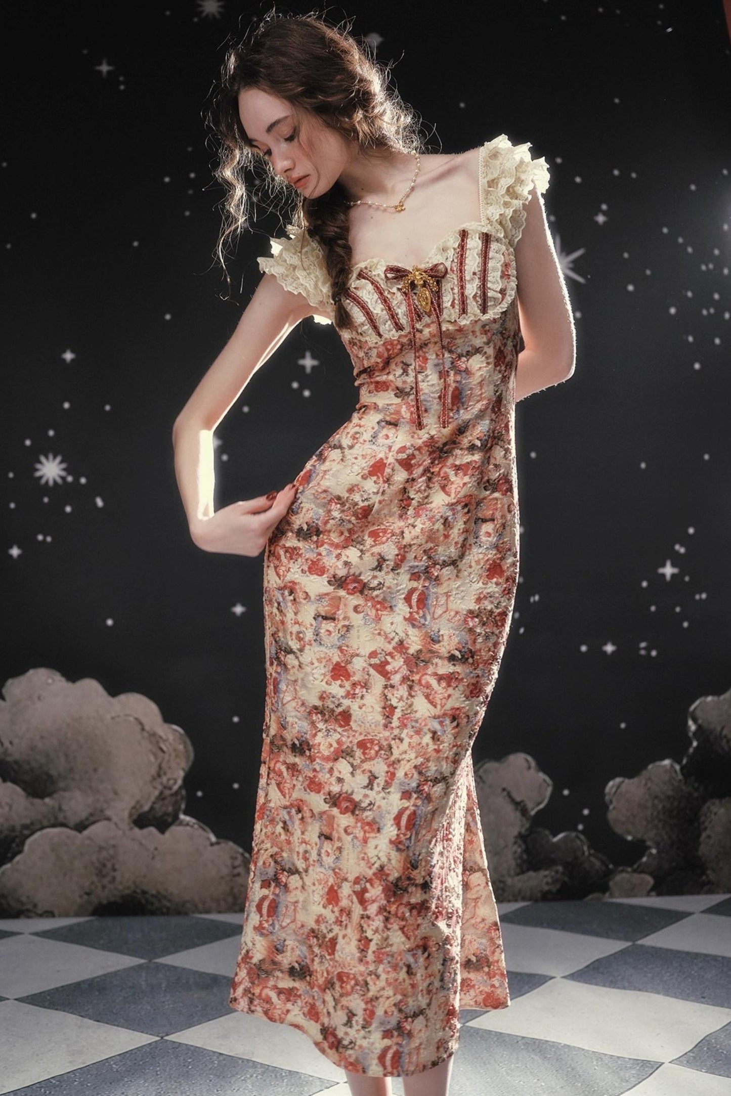 French Lace Floral Dress Set-Up