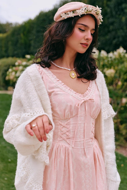 Peach V-Neck Slimming Dress