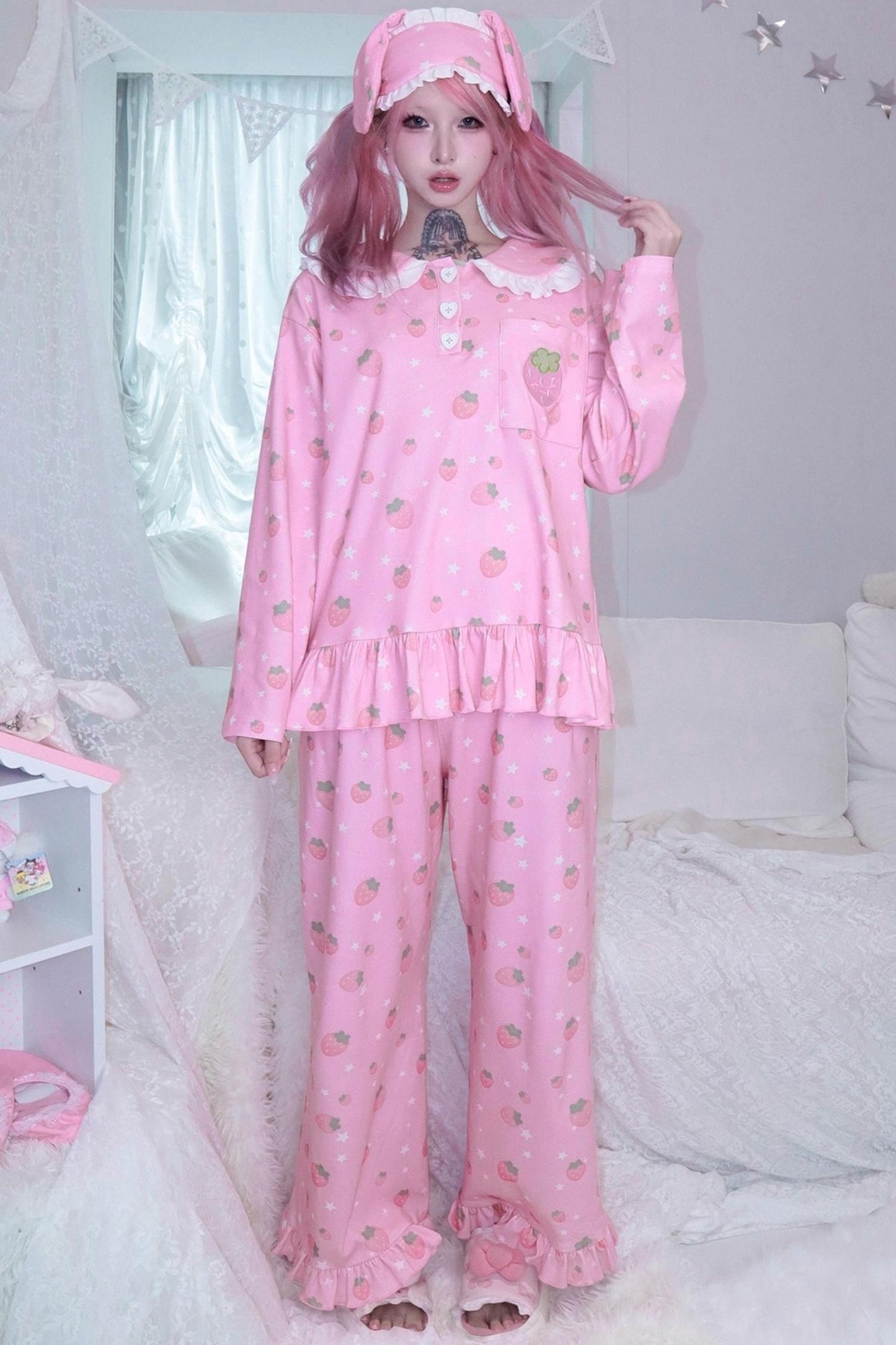 Soft Strawberry Star Pajamas Set-Up