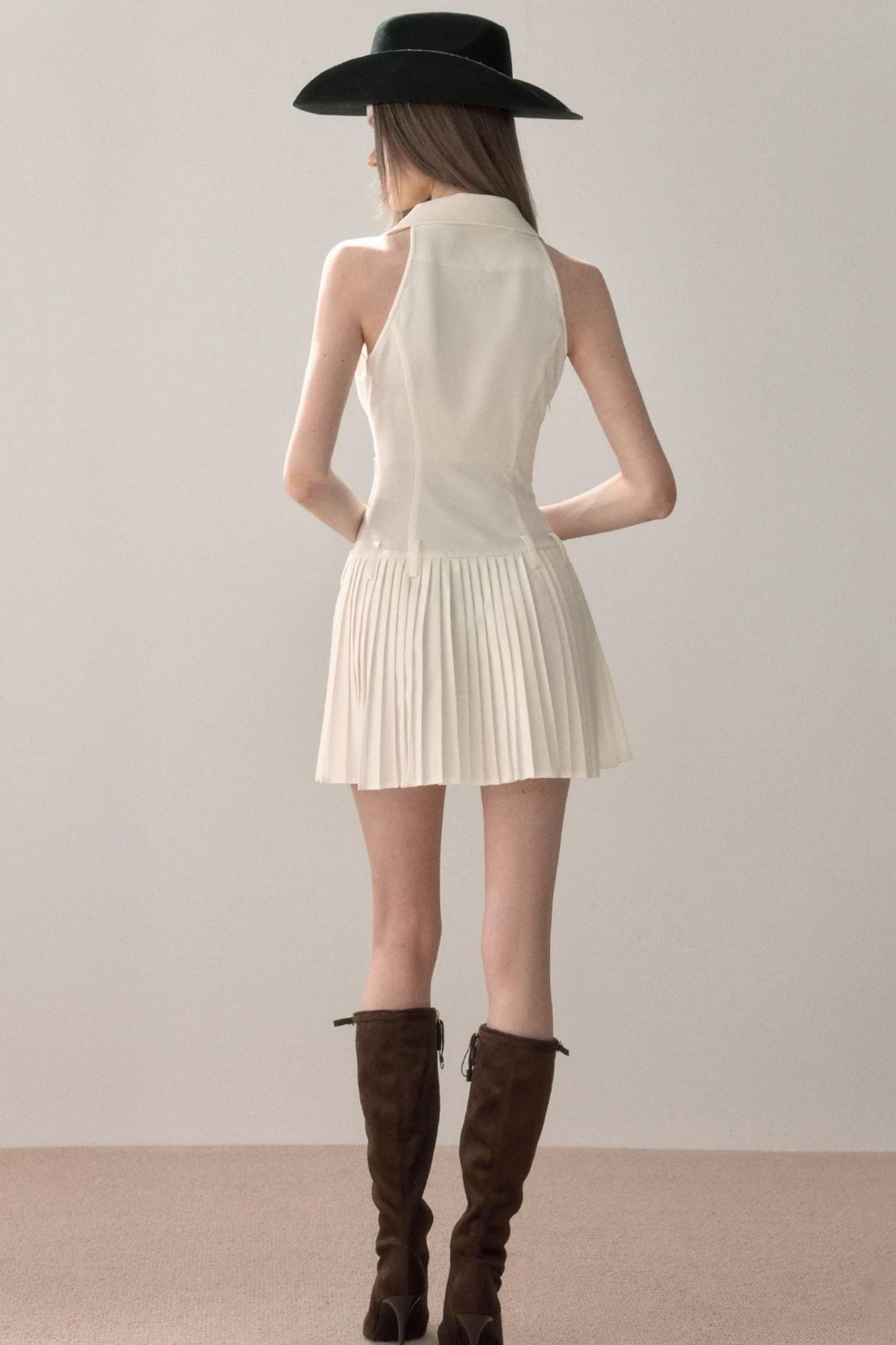 Elegant Pleated Vest Dress