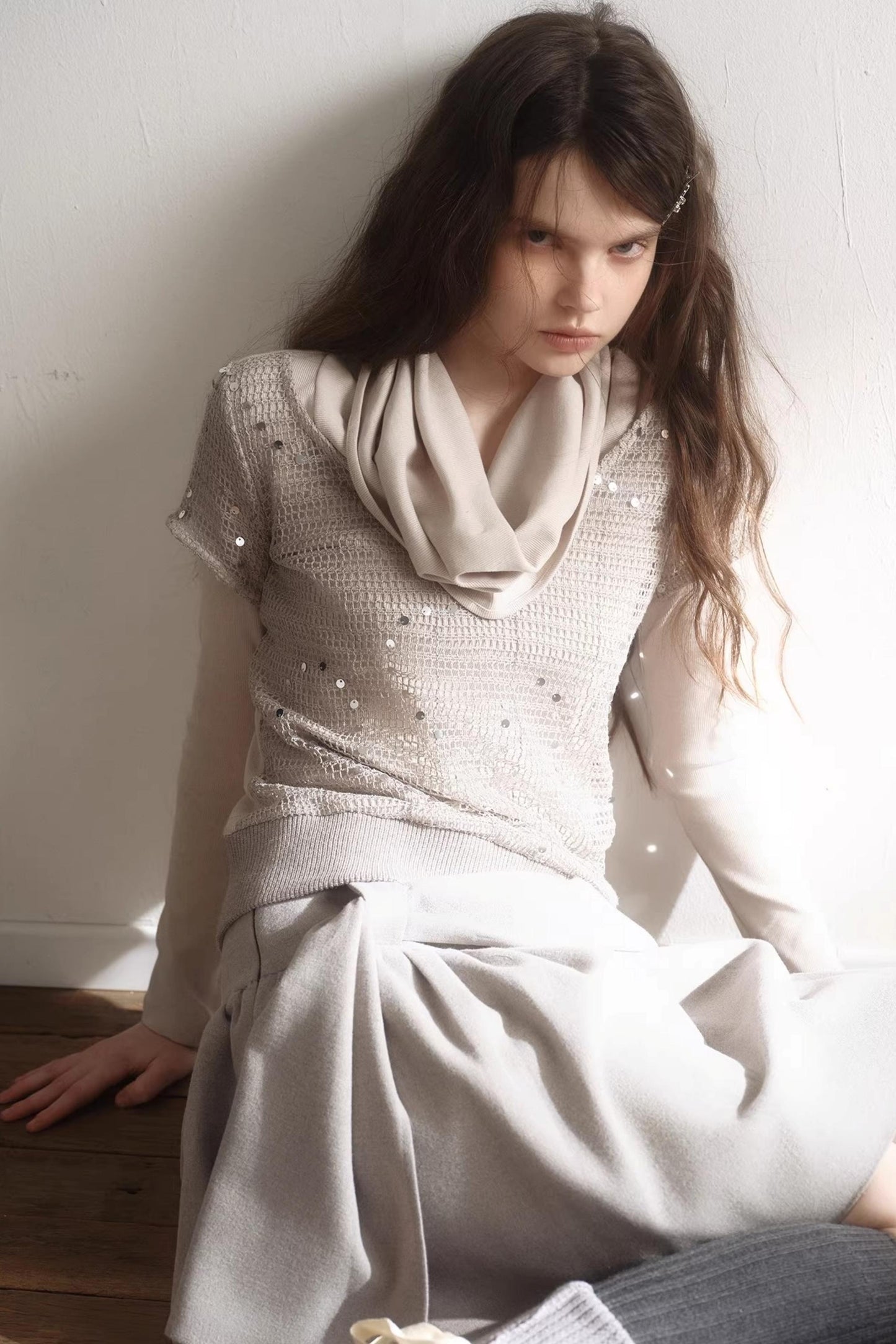 Misty Khaki Knit Top