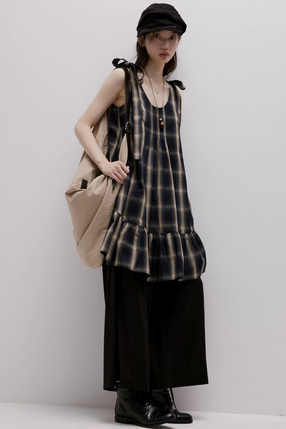 Imitation Linen Black Cropped Pants