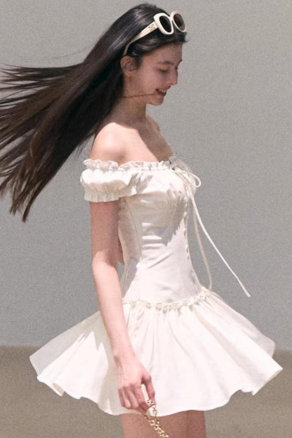 Lyocell Linen Puff Sleeve Dress