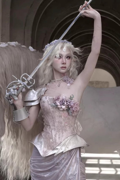 Moonlight Silver Asymmetrical Corset Set