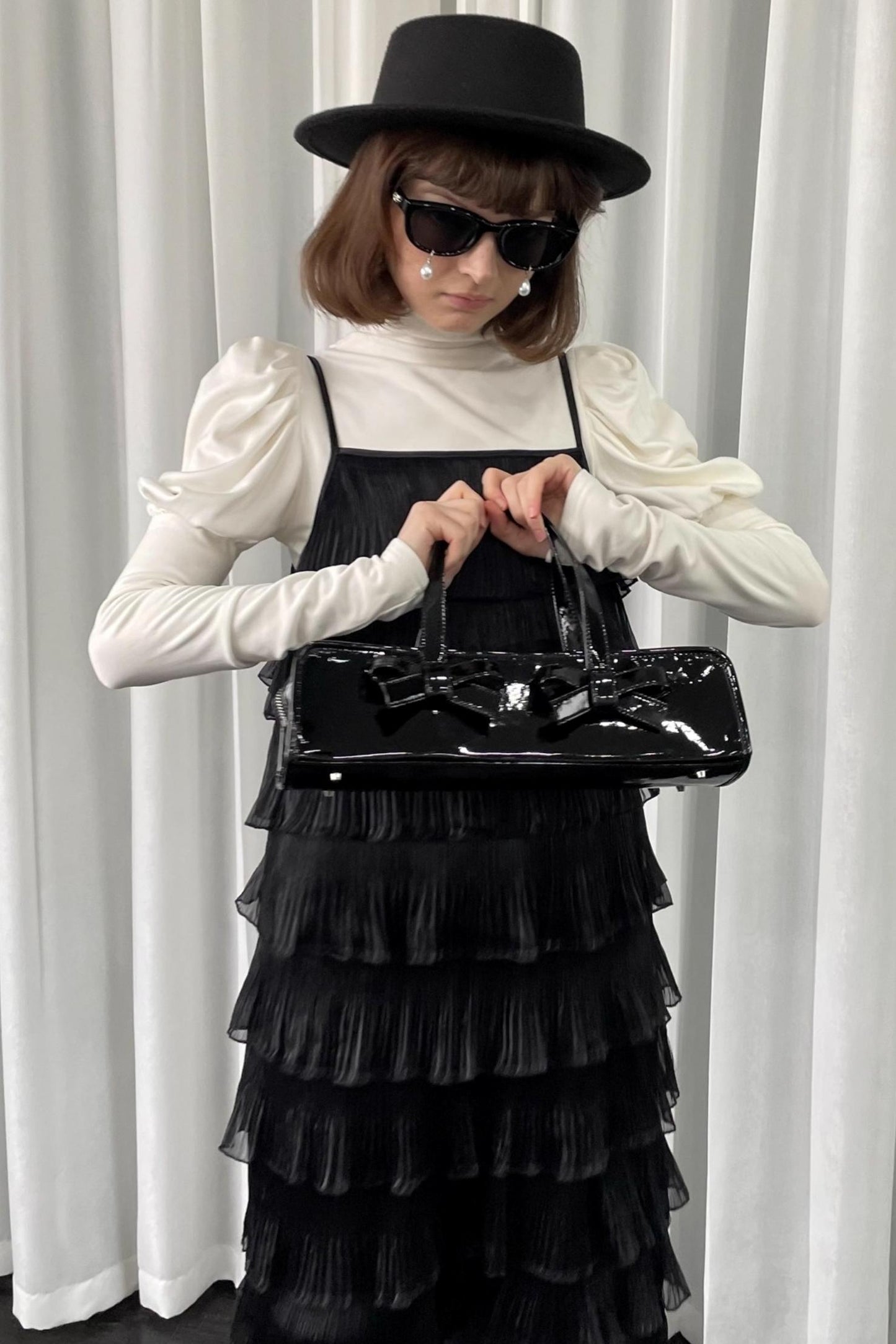 Black Pleated Slip Dress