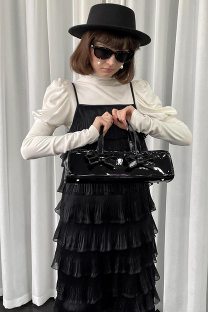 Black Pleated Slip Dress