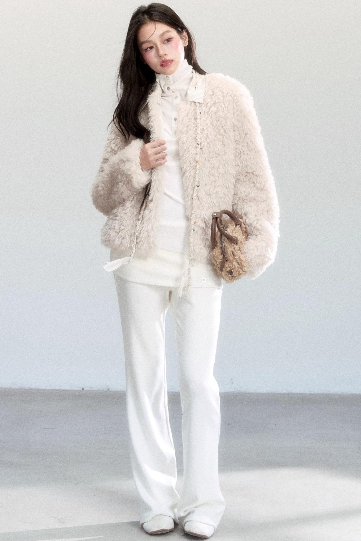 Luxury Shirt Collar Fur Jacket