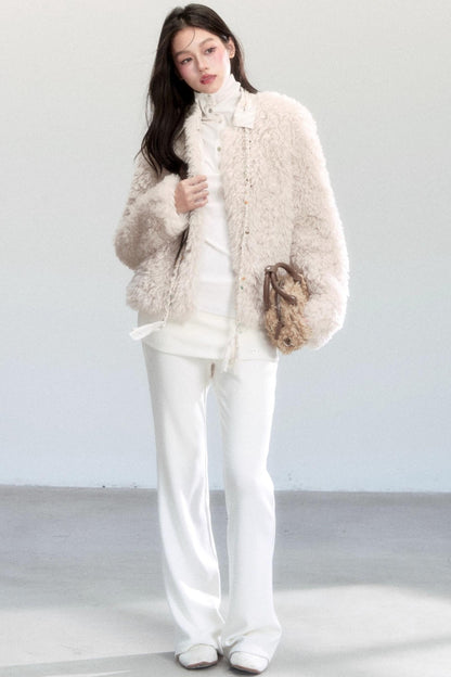 Luxury Shirt Collar Fur Jacket