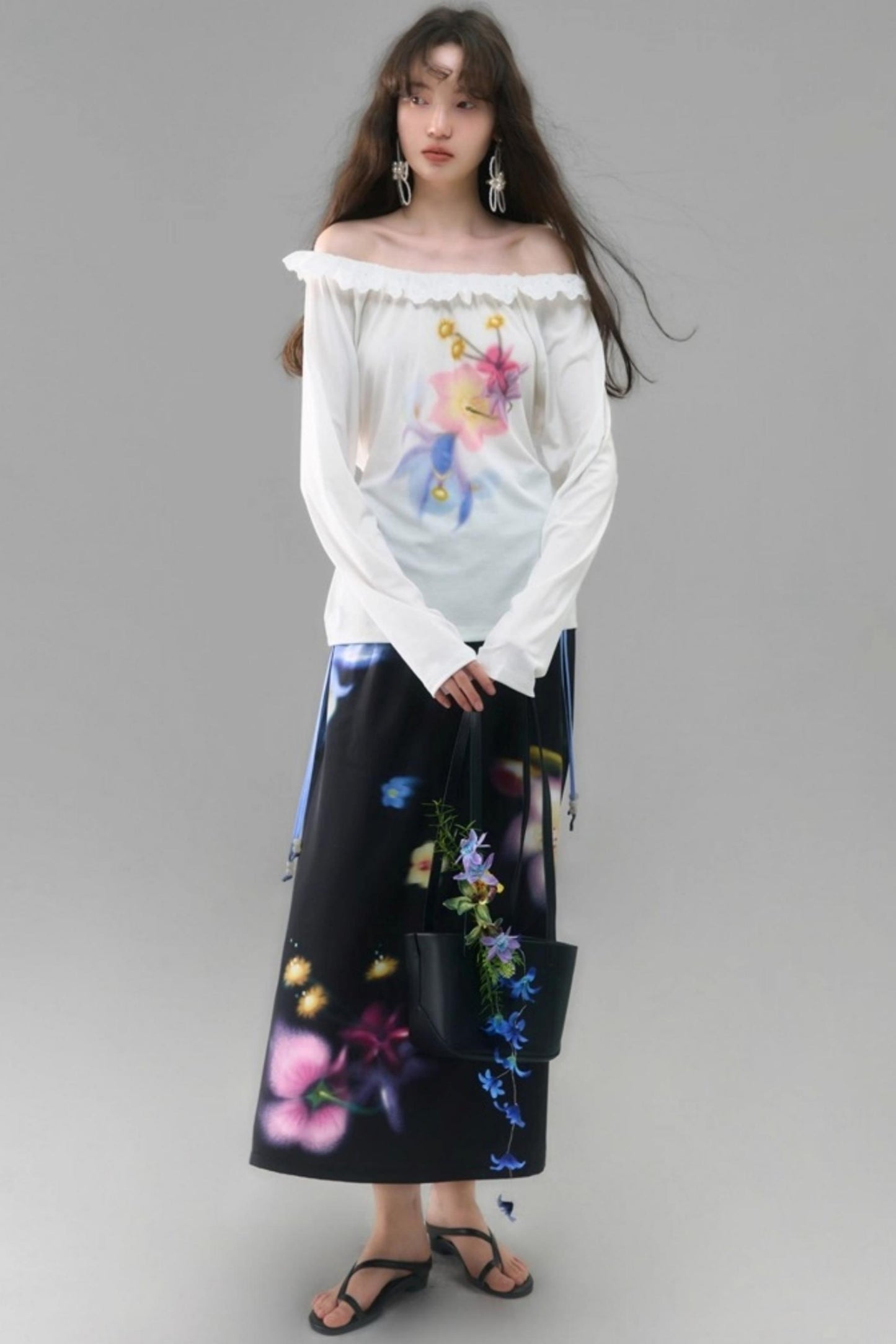 Wild Flower Satin Print Skirt