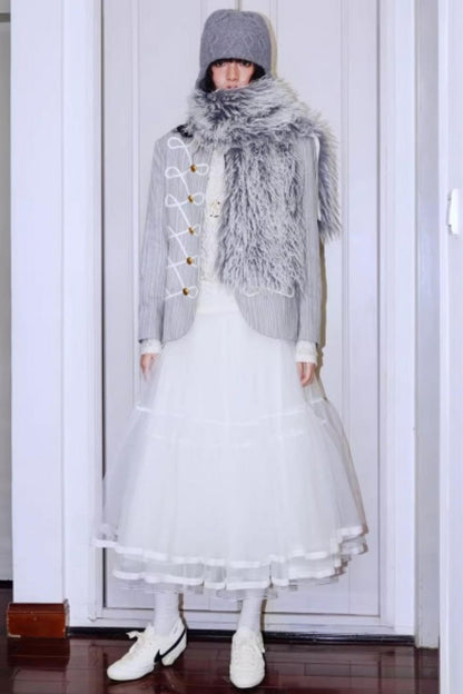 Vintage Lace-up Plush Scarf