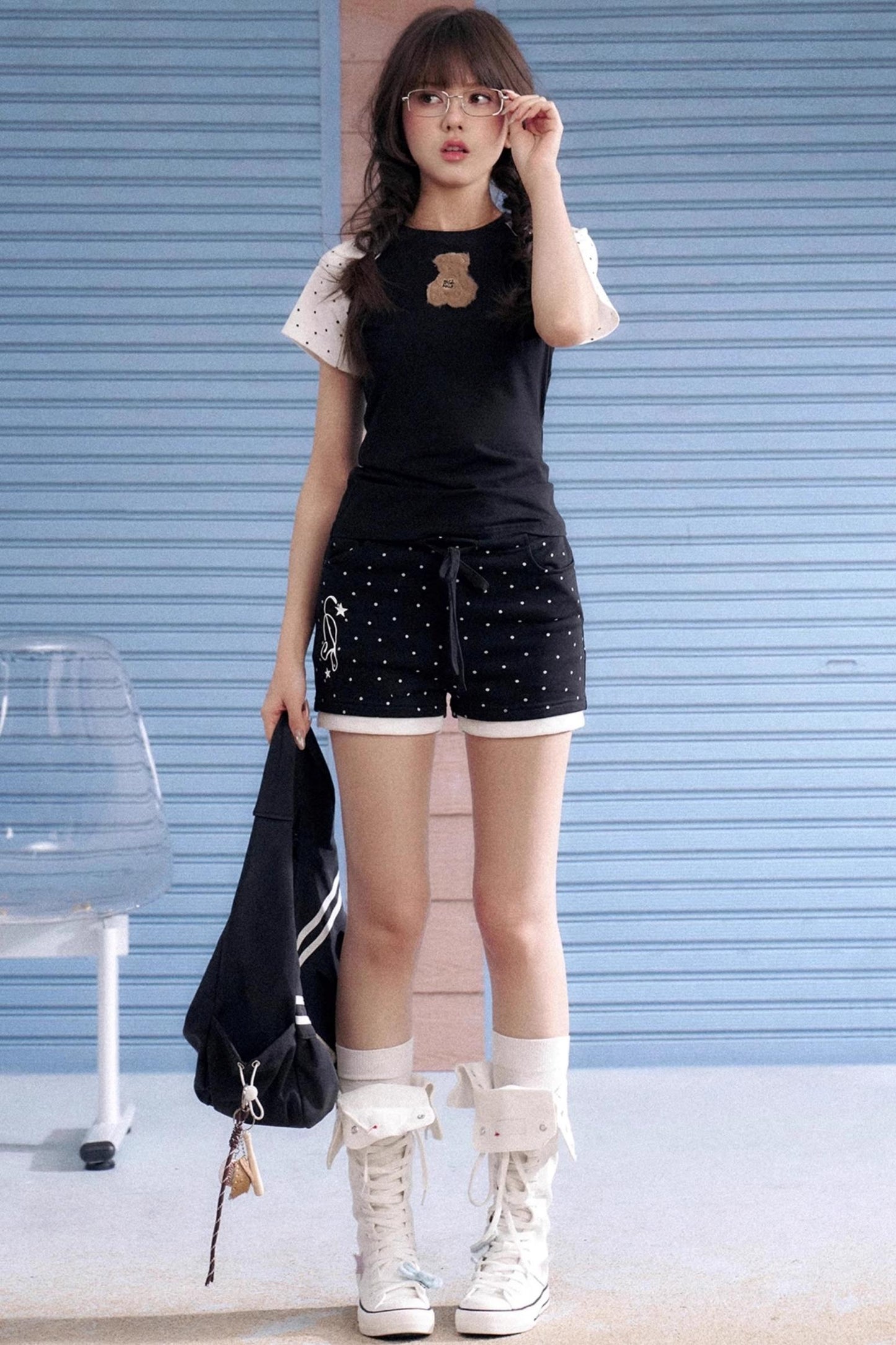 Playful Polka Dot Peplum Shorts