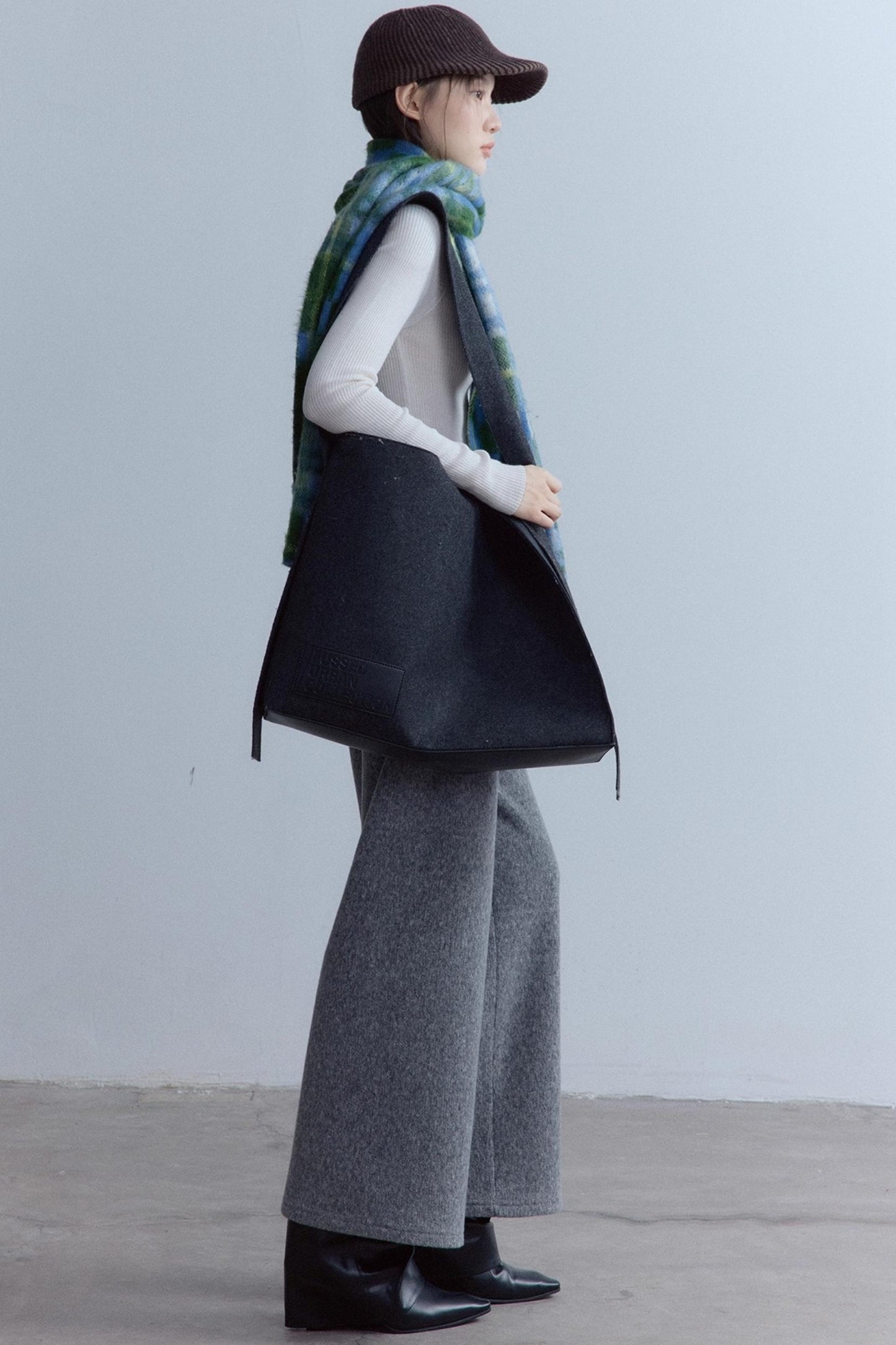 Sesame Plaid Wool Scarf