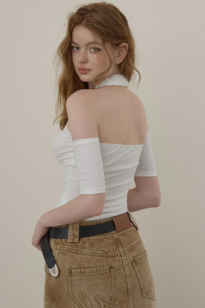 Twisted Halterneck Short Sleeve T-Shirt