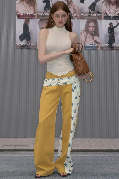 Star Stitching Straight Pants