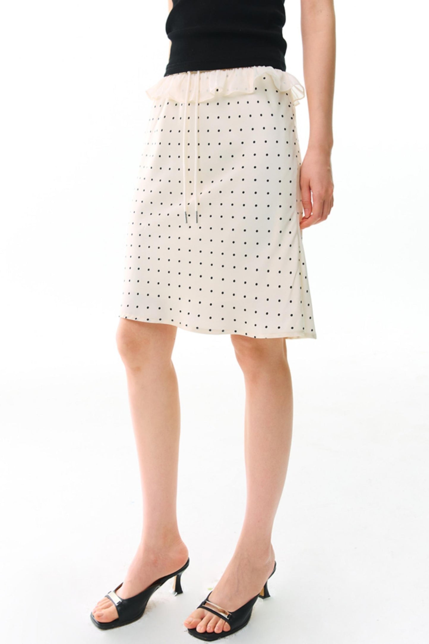 Original Polka Dot Satin A-Line Skirt