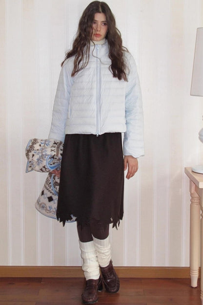 Wooden Tone Wool Skirt