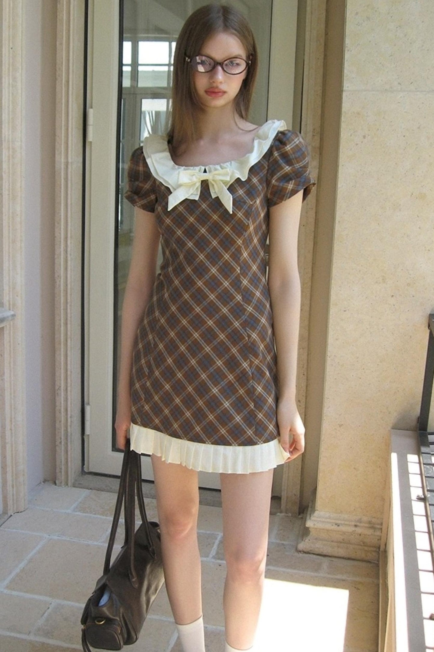 Check A-Line Waist Dress