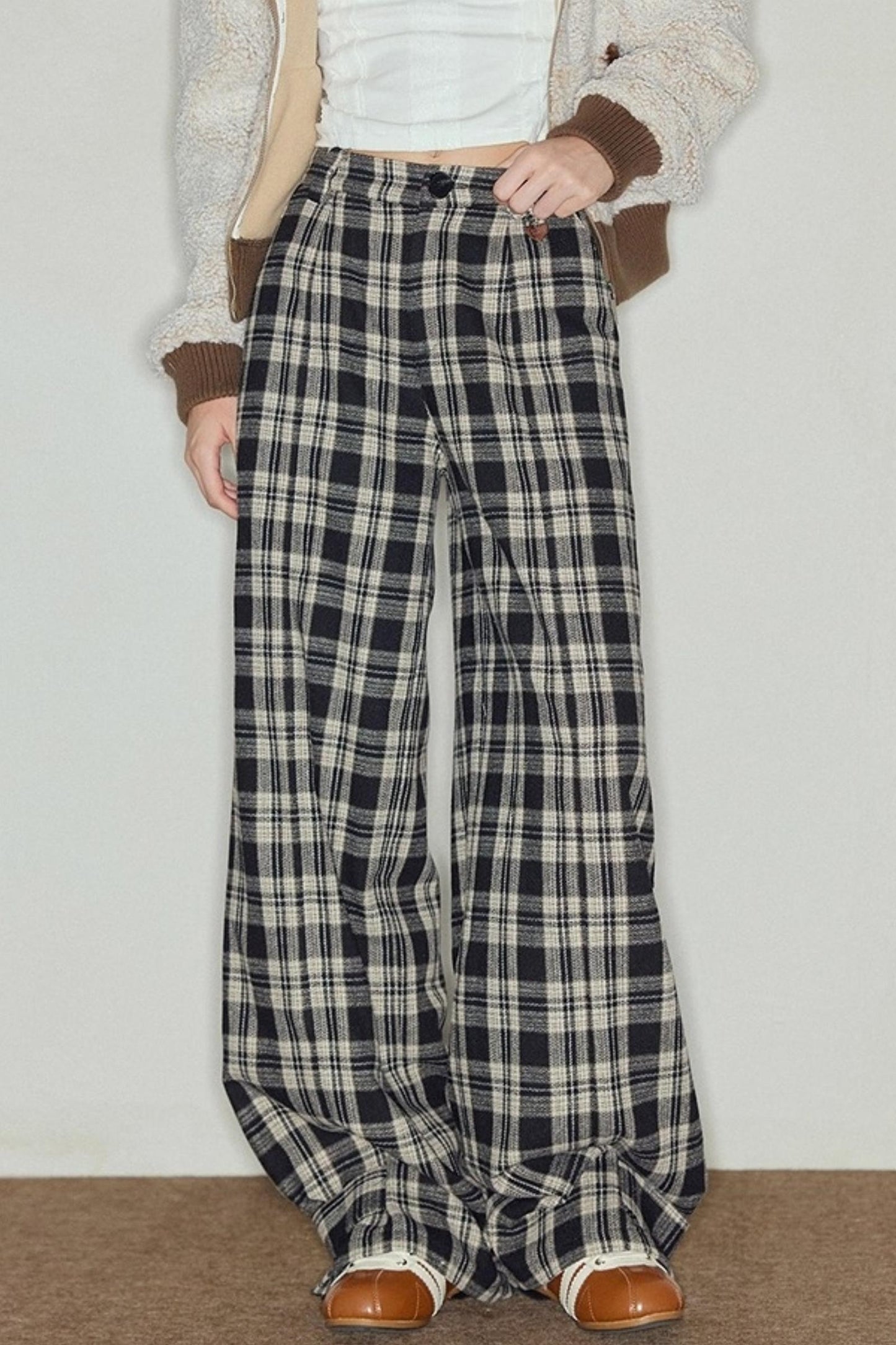 Plaid Wool Tweed Trousers