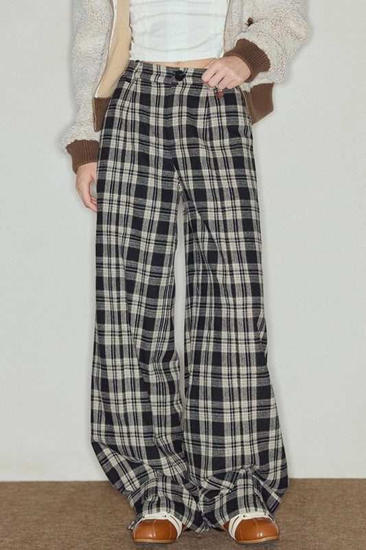 Plaid Wool Tweed Trousers