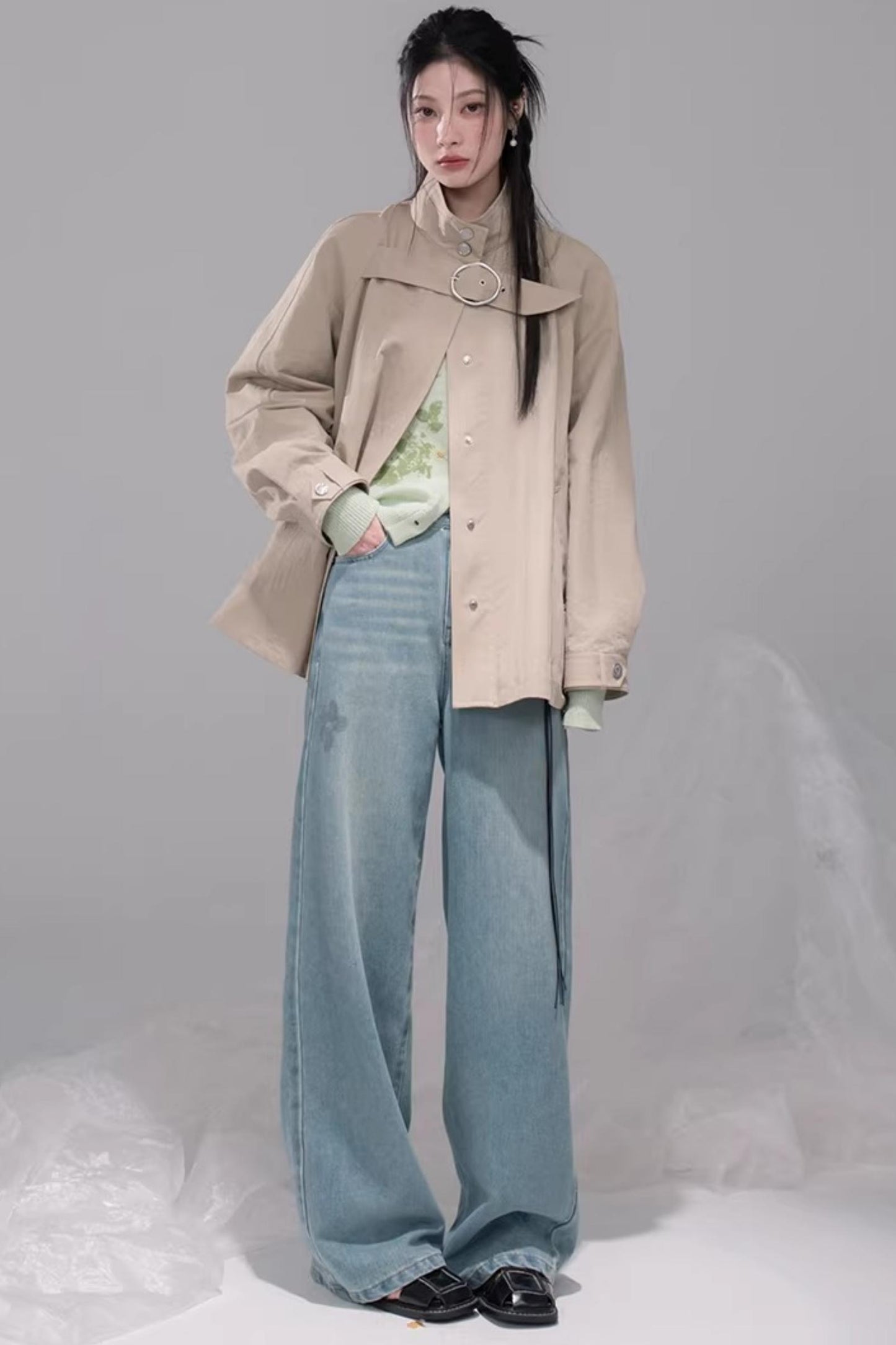 Meersalzblaue Lyocell-Jeans