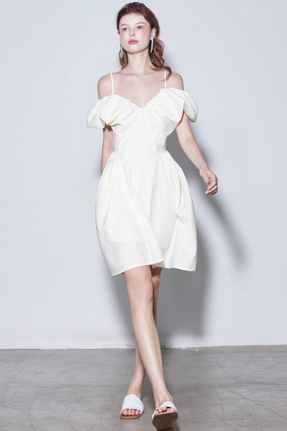 Rhinestone Puff Sleeve Dress