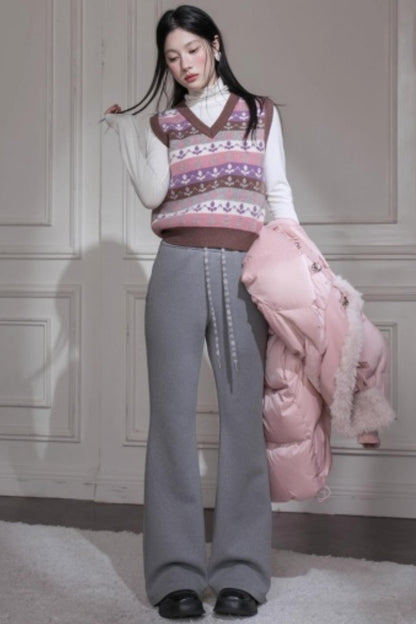 Wool Silk Flared Pants