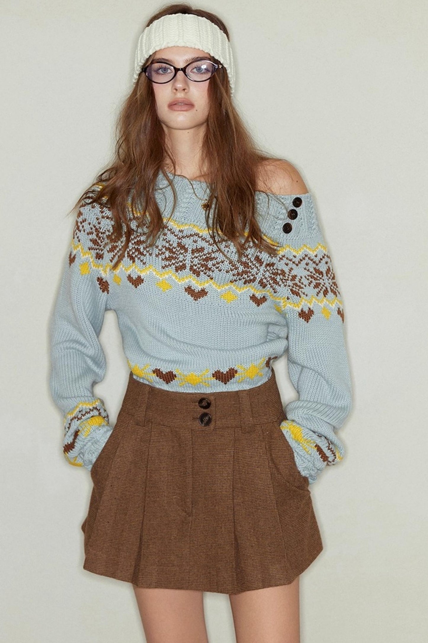 Fair Isle Sheep Wool Knitted Sweater