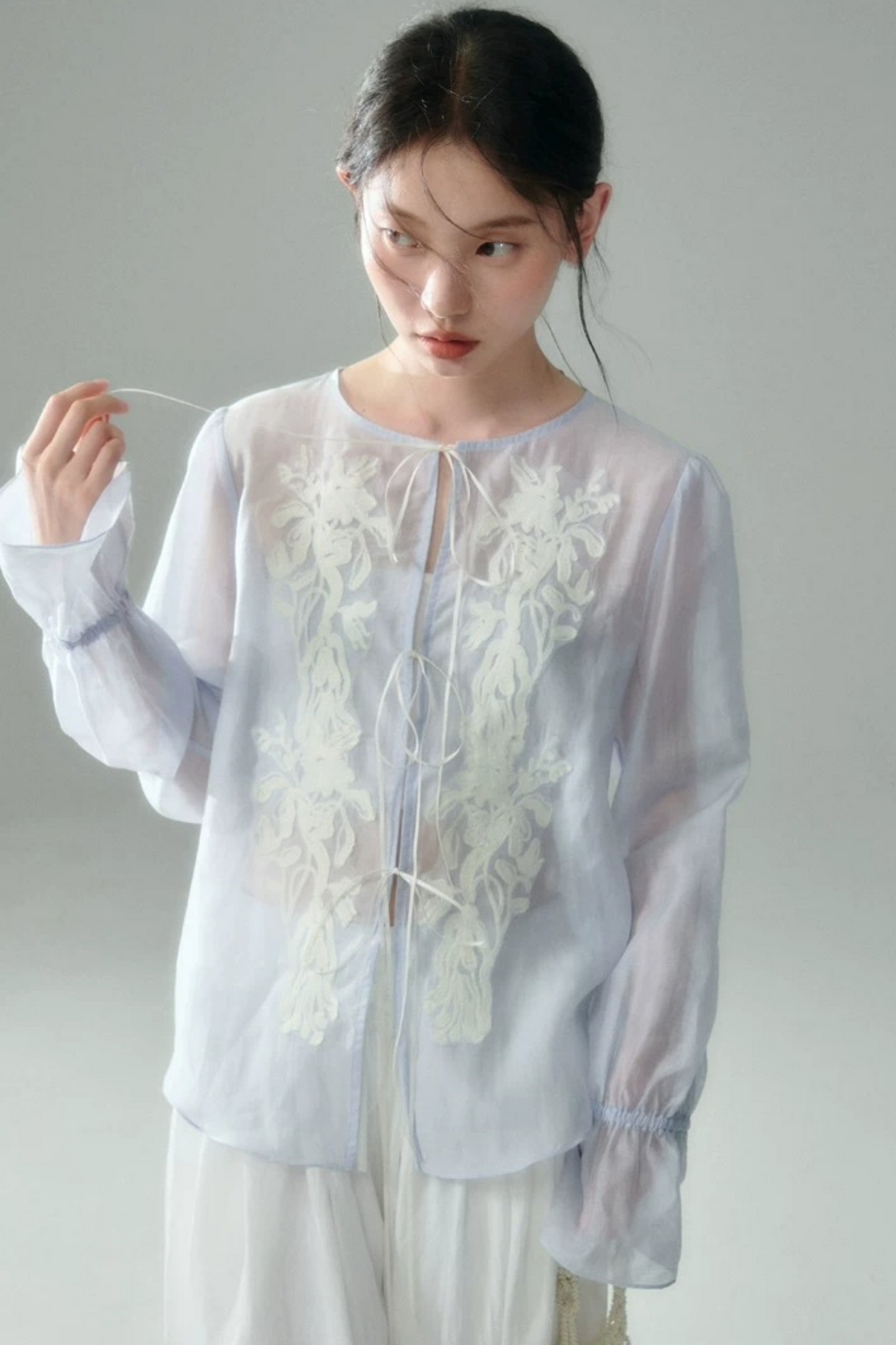 Embroidered Tencel Linen Blouse