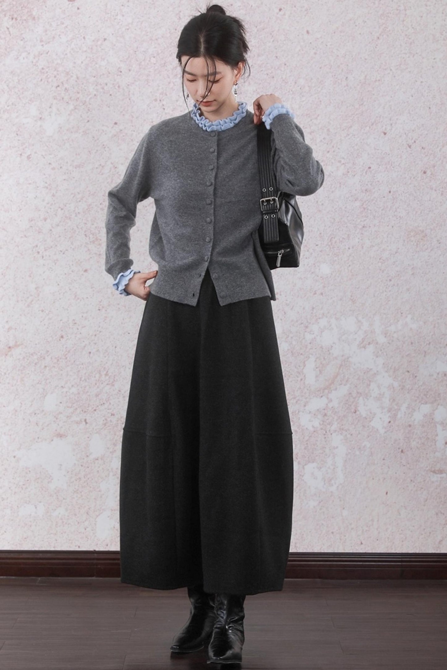 Patchwork Ruffled Cardigan