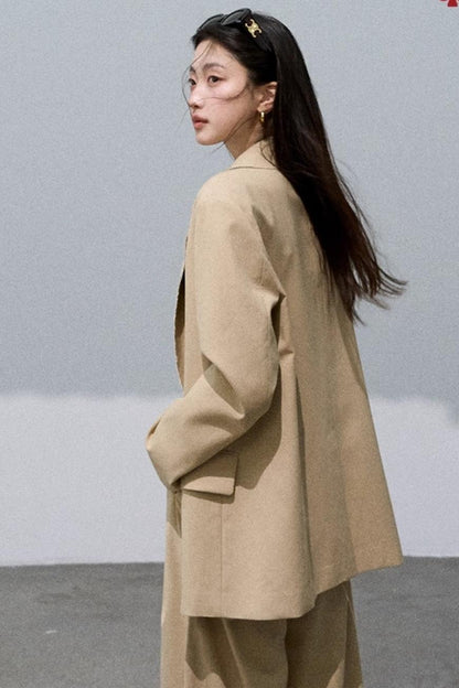 Textured Khaki Suit Short Jacket