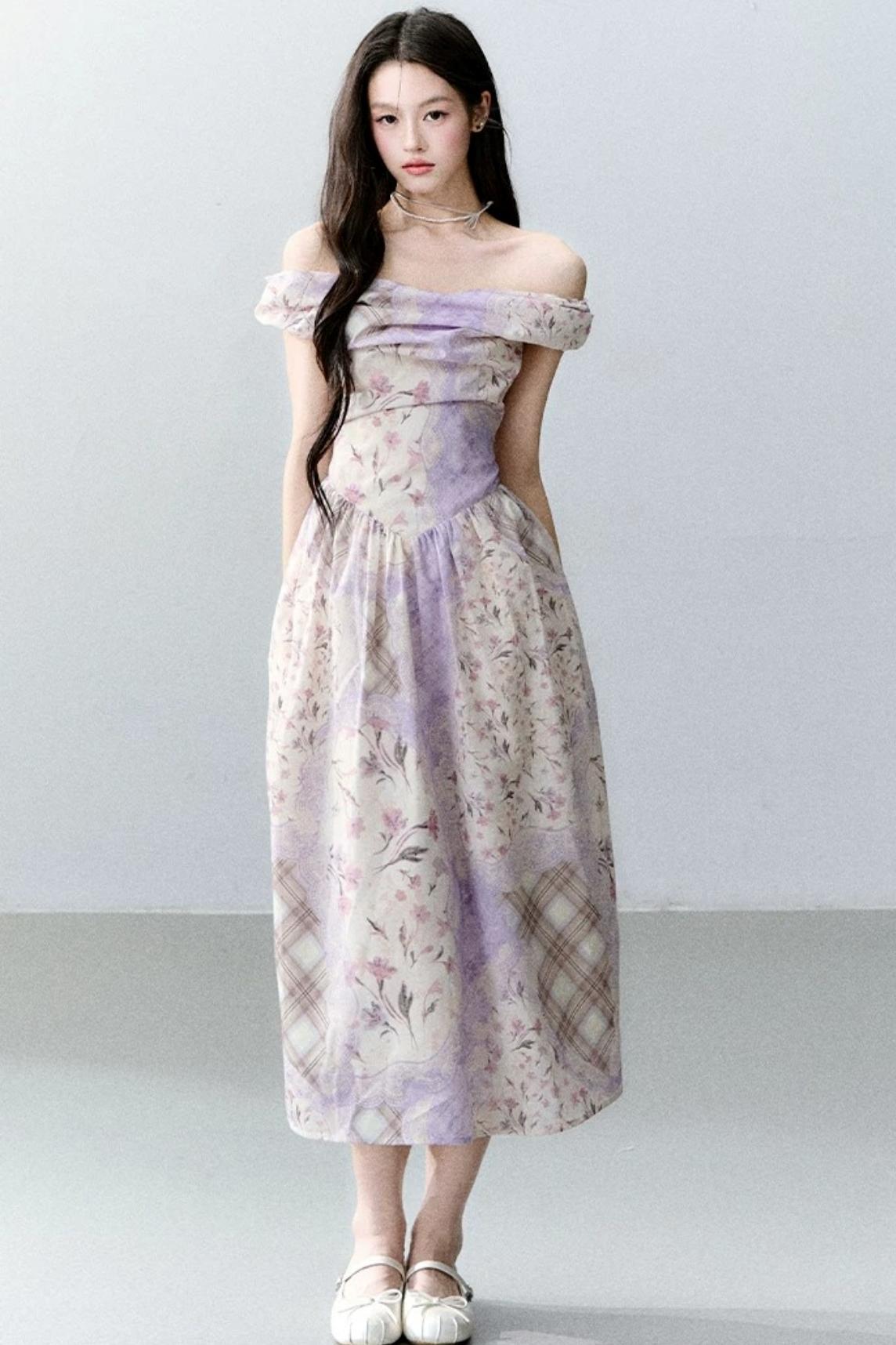 Purple Mist Off-Shoulder Dress
