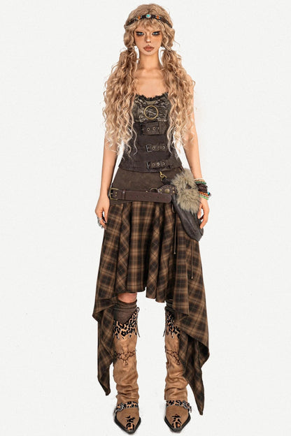 American Retro Plaid Skirt