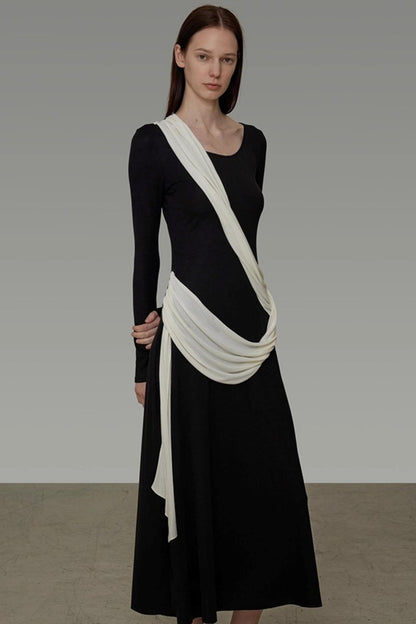 Autumn Contrast Long Dress