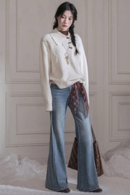 Asymmetrical Collar Knit Sweater