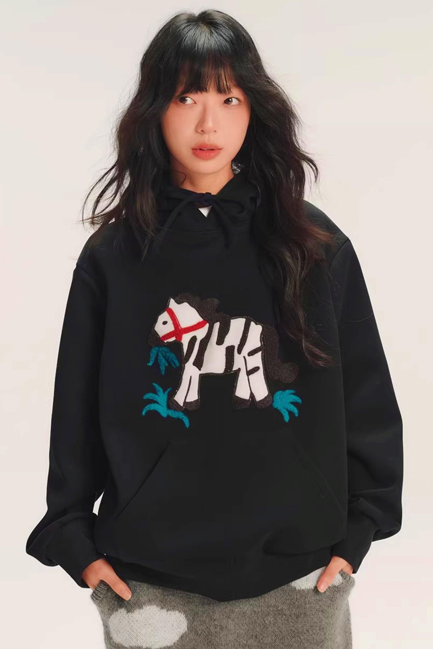 Color-Block Embroidered Hoodie