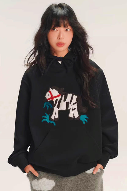 Color-Block Embroidered Hoodie