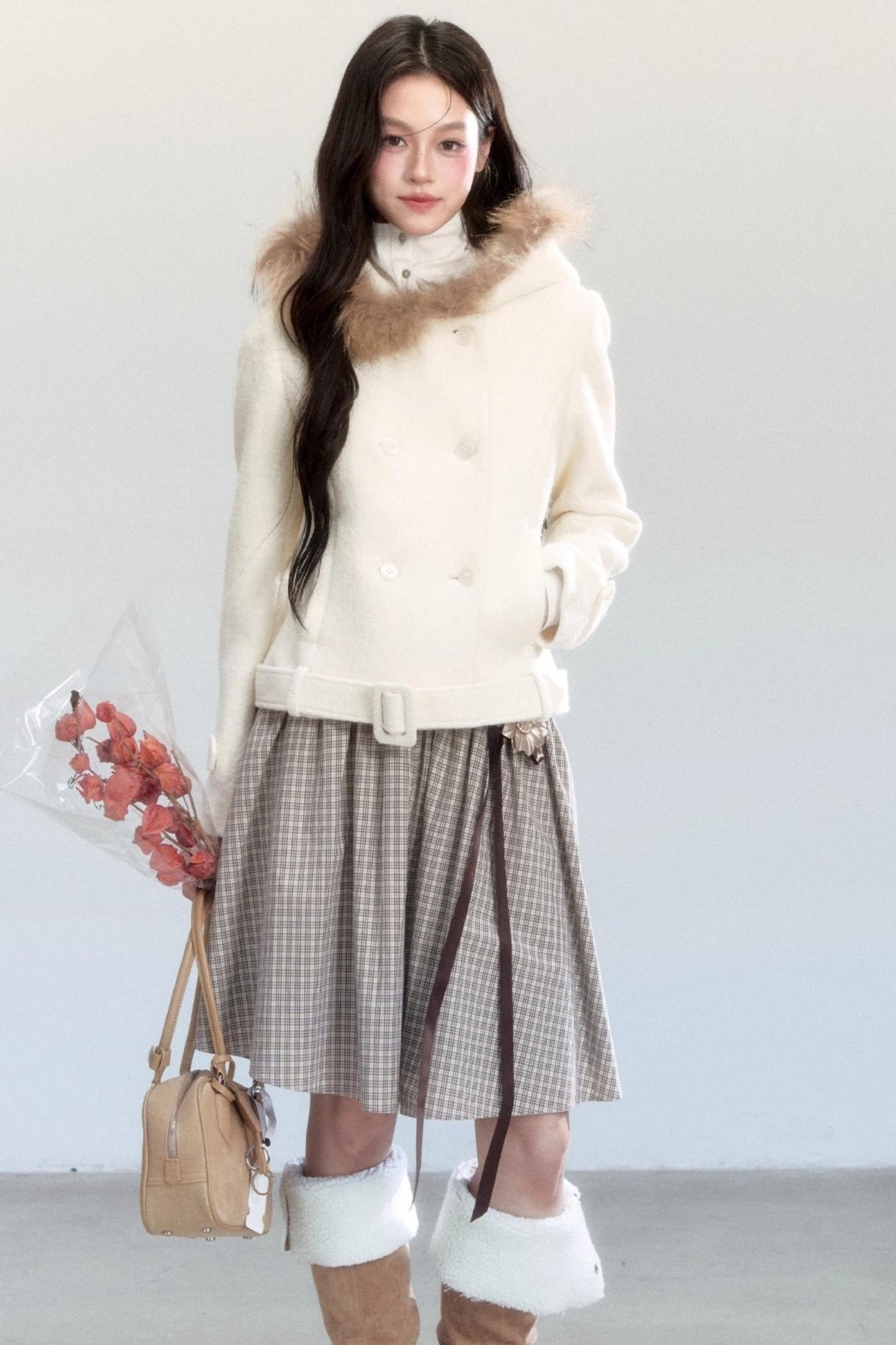 Flower Lace-Up Midi Skirt