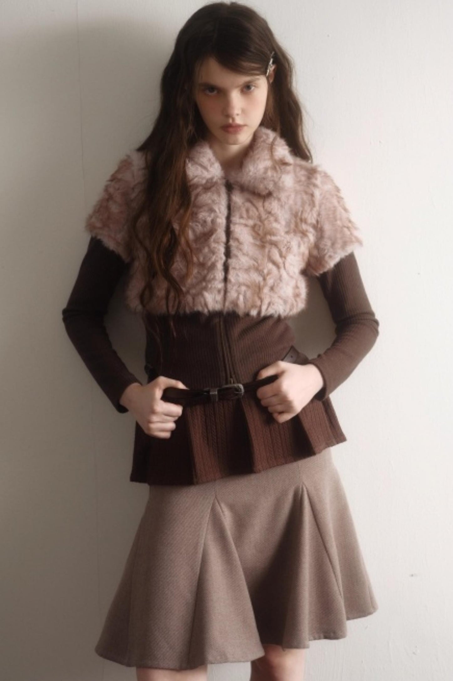 Retro High-Waisted Woolen Skirt
