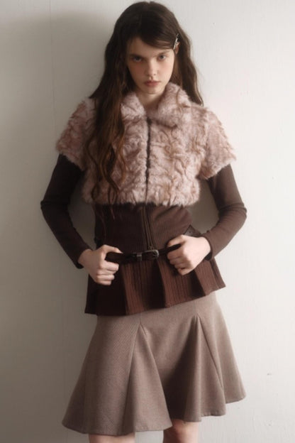 Retro High-Waisted Woolen Skirt