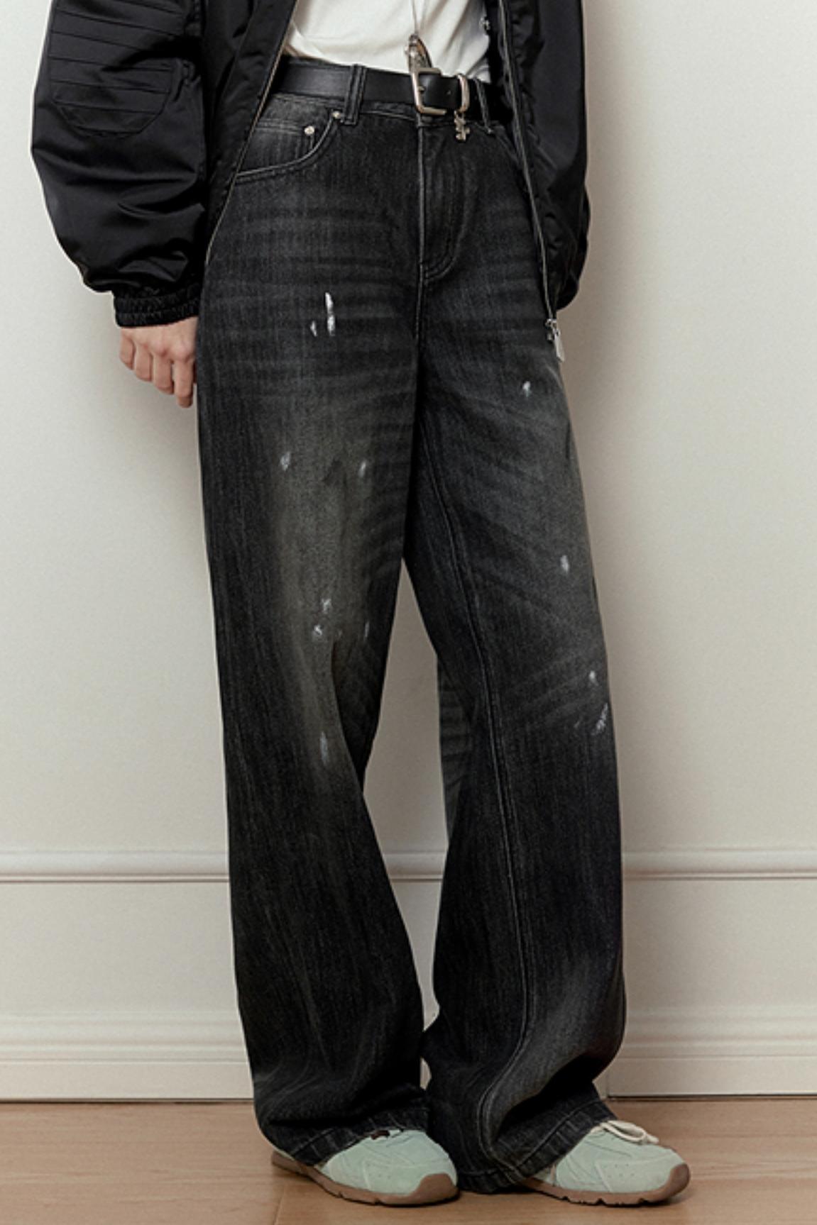 American Retro Distressed Wide-Leg Pants